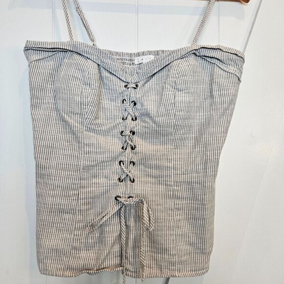 Leith Nordstrom Corset Medium Lace Up Top Grey Coquette - Picture 2 of 9